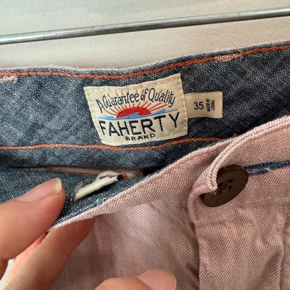 Faherty Men's Tradewind Linen Blend Shorts Size 35